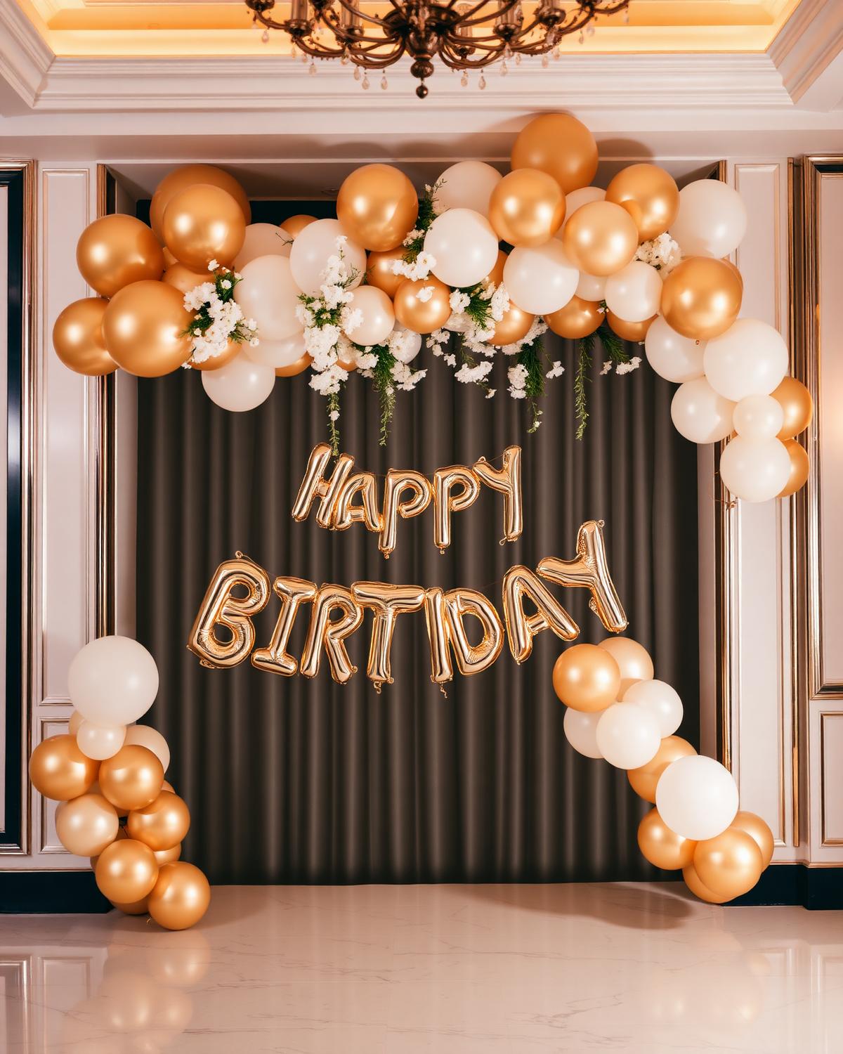 Gold birthday setup
